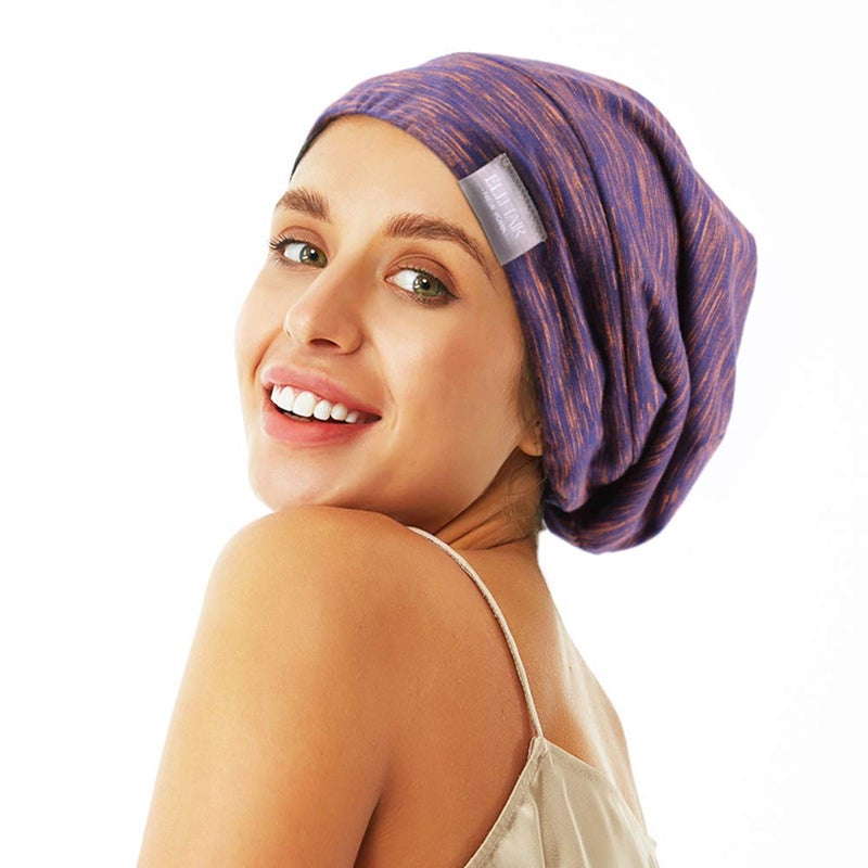 ELIHAIR Beanie Sleep Hats Bonnet for Night Sleeping Cap Silky Lined Satin Bonnet with Adjustable Elastic Band for Women Girls Curly Frizzy Hair Cover(Regular Rose Violet) - Image 1